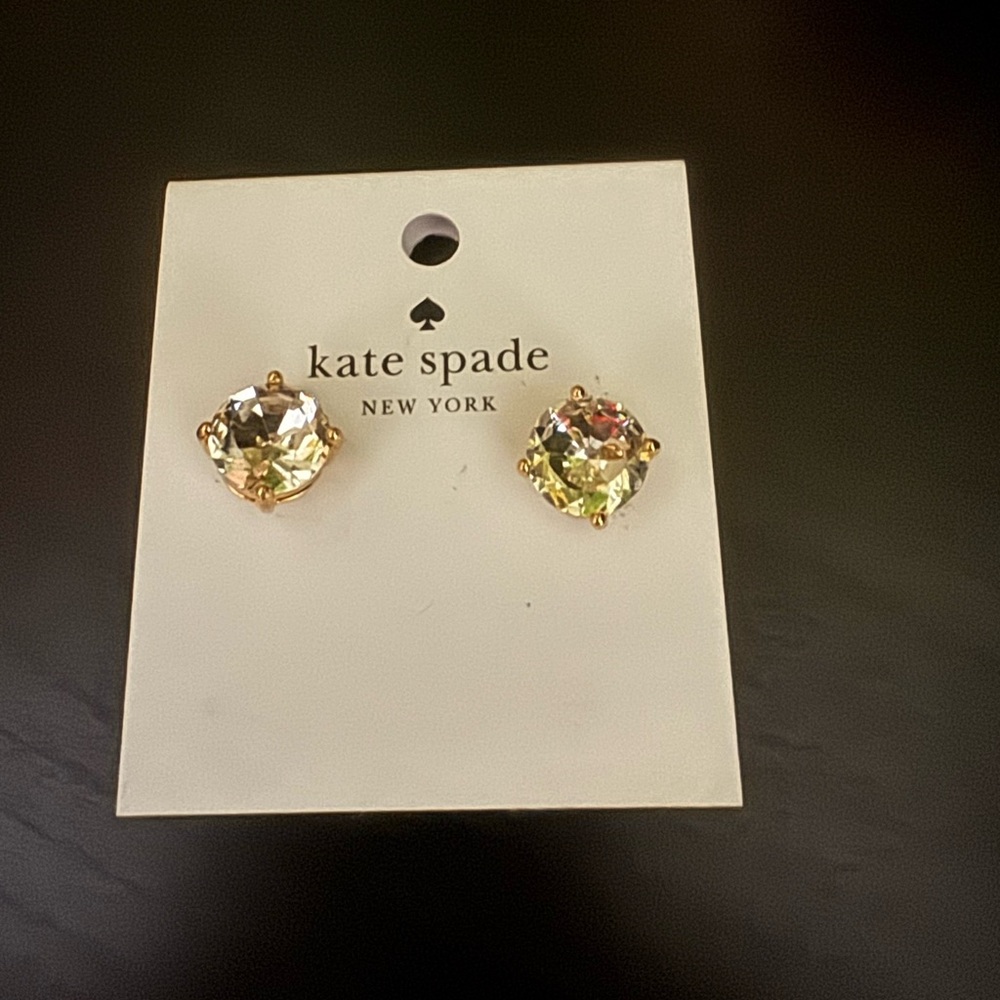 kate spade gold-tone round crystal stud earrings